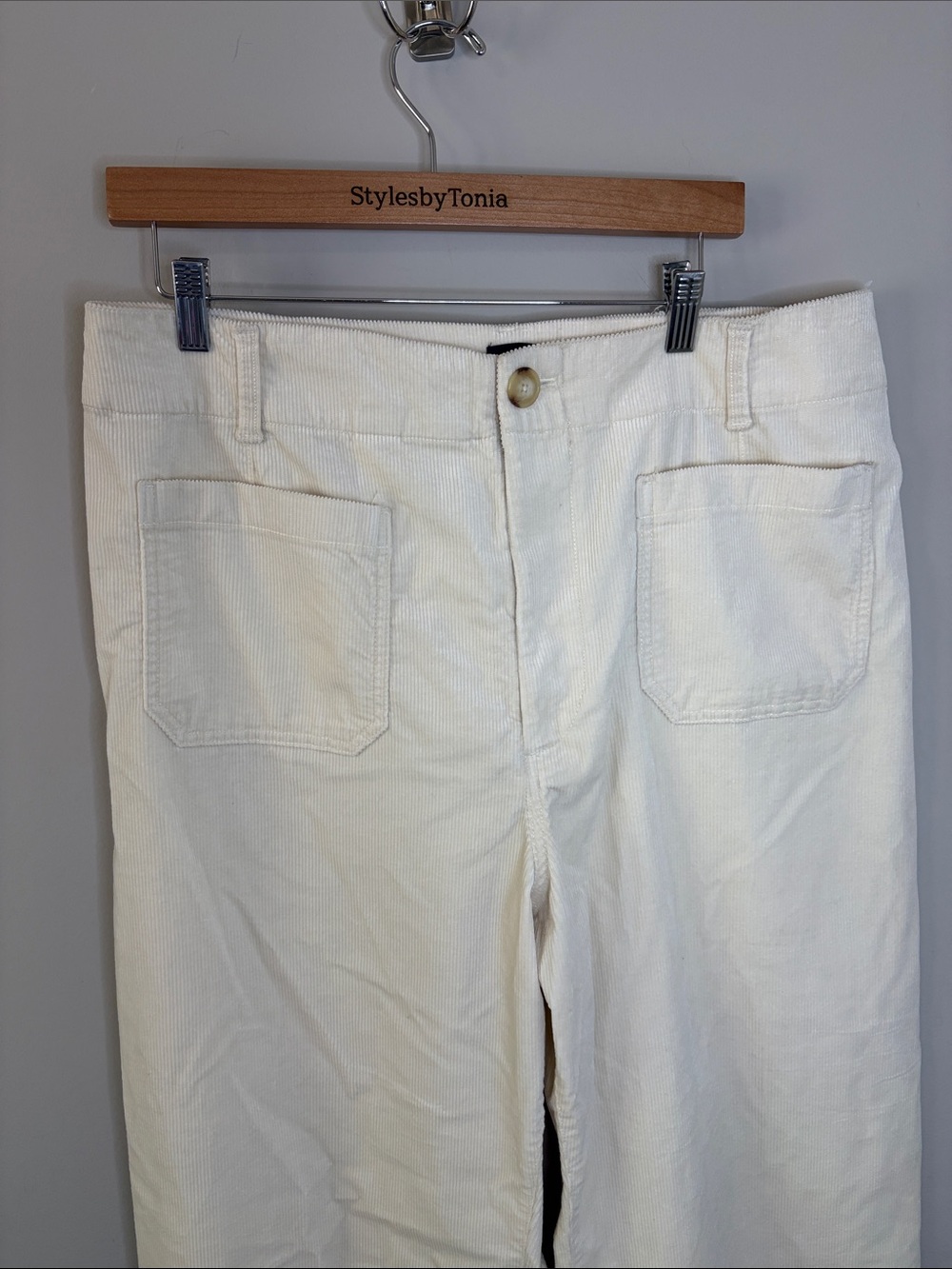 Maeve Anthropologie The Colette Pants Ivory High Rise Cropped Corduroy Sz 34 NEW - Picture 6 of 13